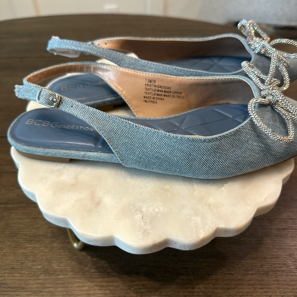 BCBGeneration Blue Flats with Bow Detail - Picture 3 of 4